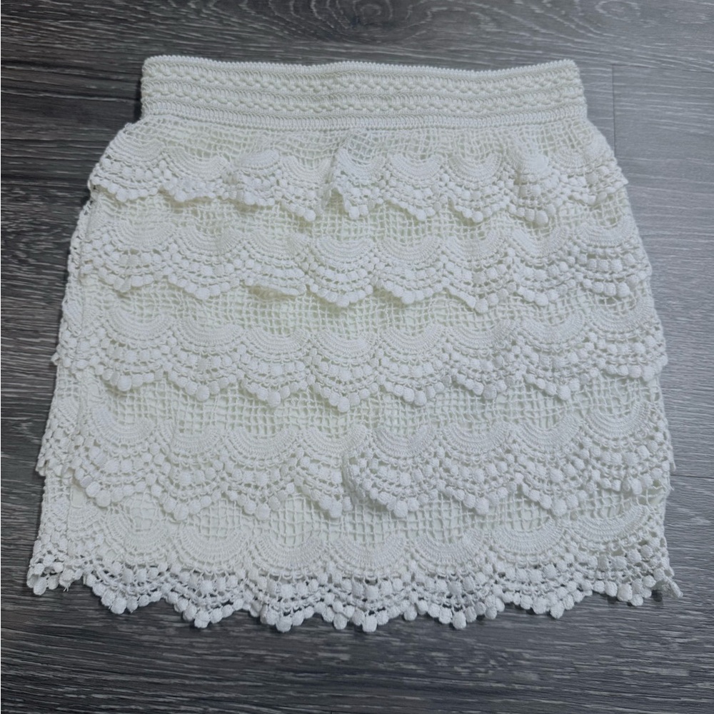 Rue21 Cream Crochet Mini Skirt